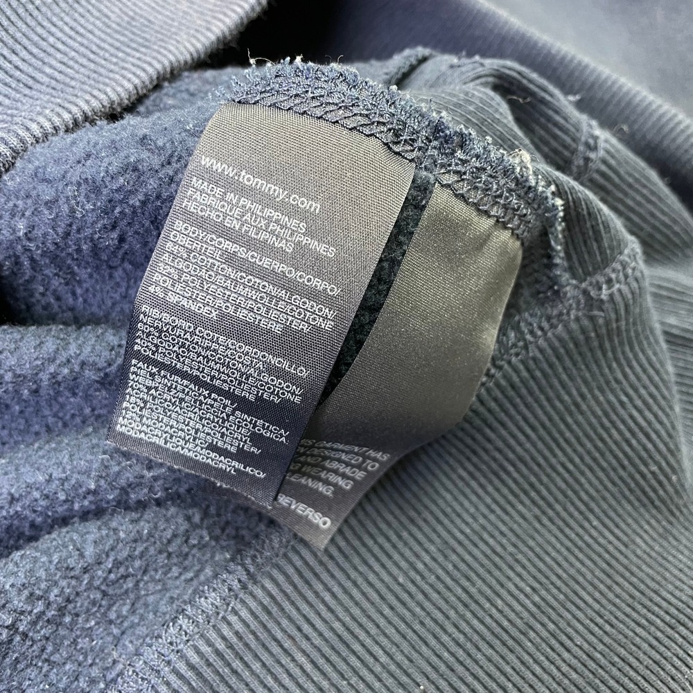 Y2K Tommy Hilfiger Navy Faux Fur Lined Quarter Zip Hoodie Crest Logo Small - Picture 11 of 16